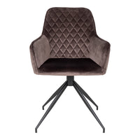 Harbo Dining Chair with Swivel - Chair with swivel in mushroom velvet with black legs HN1208