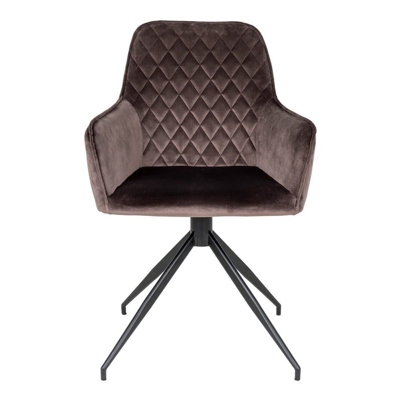 Harbo Dining Chair with Swivel - Chair with swivel in mushroom velvet with black legs HN1208