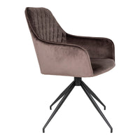 Harbo Dining Chair with Swivel - Chair with swivel in mushroom velvet with black legs HN1208