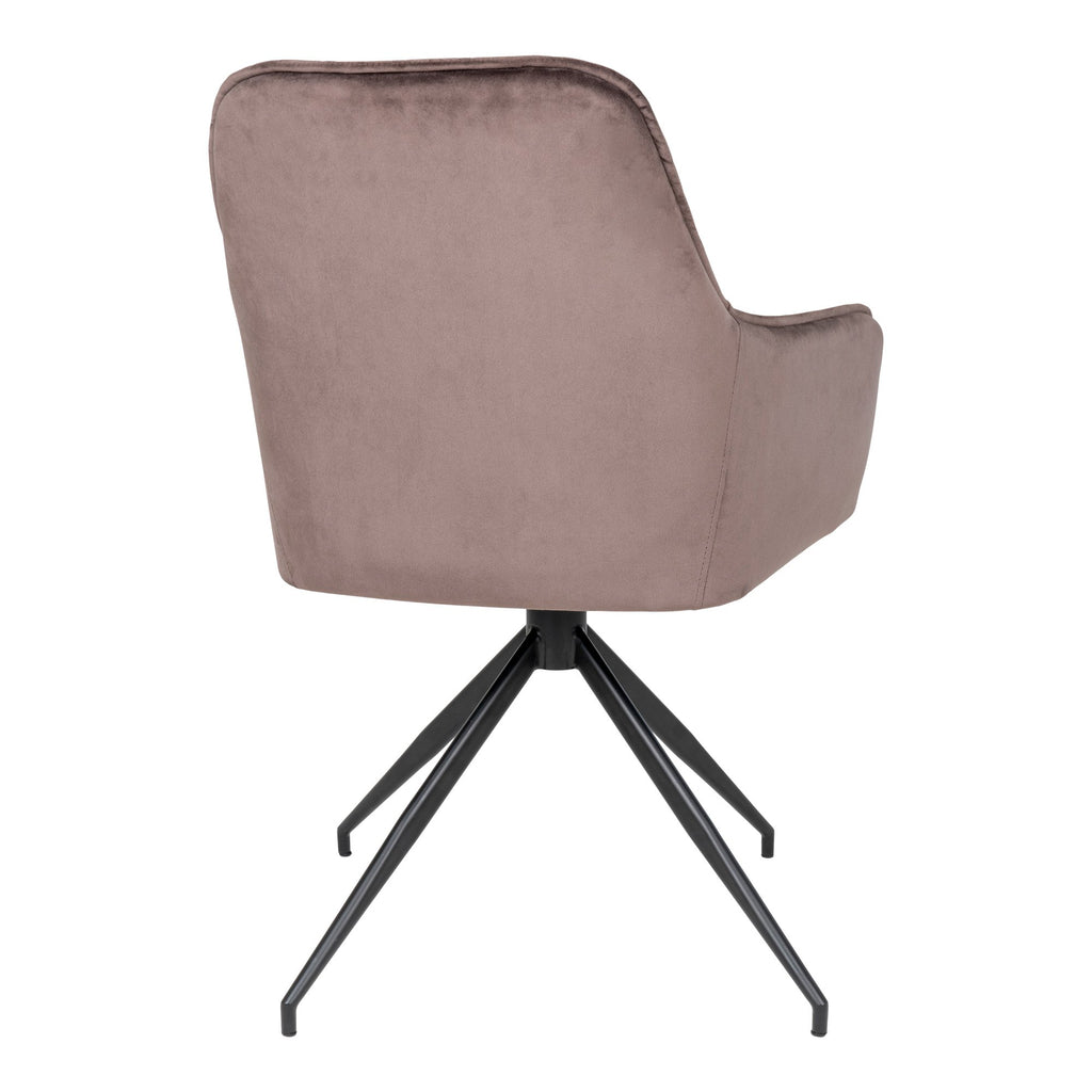 Harbo Dining Chair with Swivel - Chair with swivel in mushroom velvet with black legs HN1208