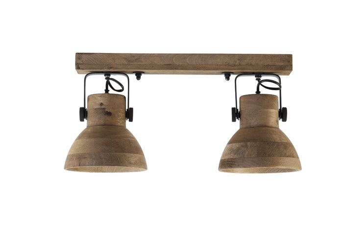 Hanging/wall lamp 2L 50x17x25 cm ILANIO wood brown+matt blck