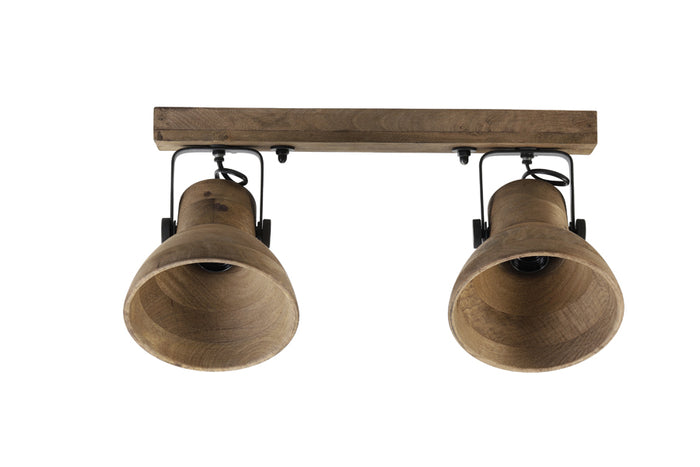 Hanging/wall lamp 2L 50x17x25 cm ILANIO wood brown+matt blck