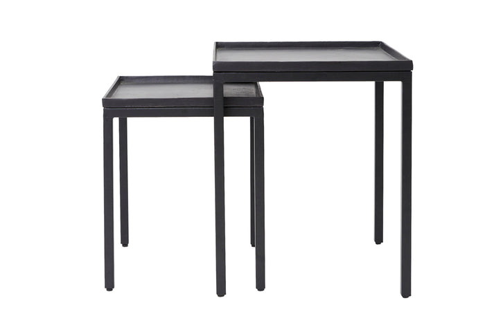 Side table S/2 42x42x50+51x51x60 cm KENDRA matt black