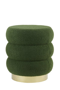 Pouf 40x45 cm KIMI teddy dark olive green+gold