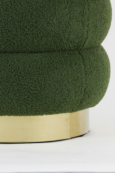 Pouf 40x45 cm KIMI teddy dark olive green+gold