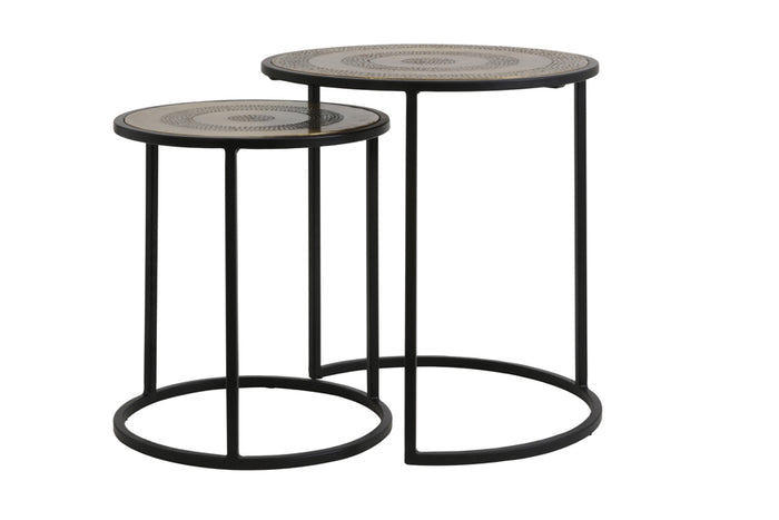 Side table S/2 max 50x52 cm KOME ant.bronze hamm-matt black