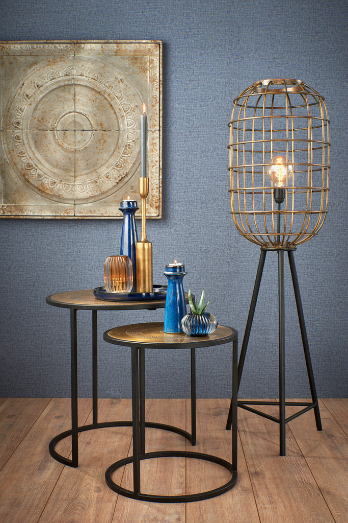 Side table S/2 max 50x52 cm KOME ant.bronze hamm-matt black