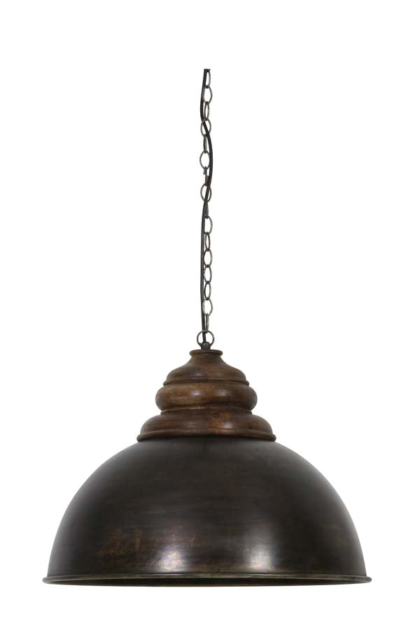 Hanging lamp 52x40 cm LEIA black zinc+top wood brown