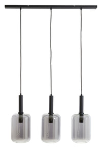 Hanging lamp 3L 100x22x32 cm LEKAR black+smoked glass