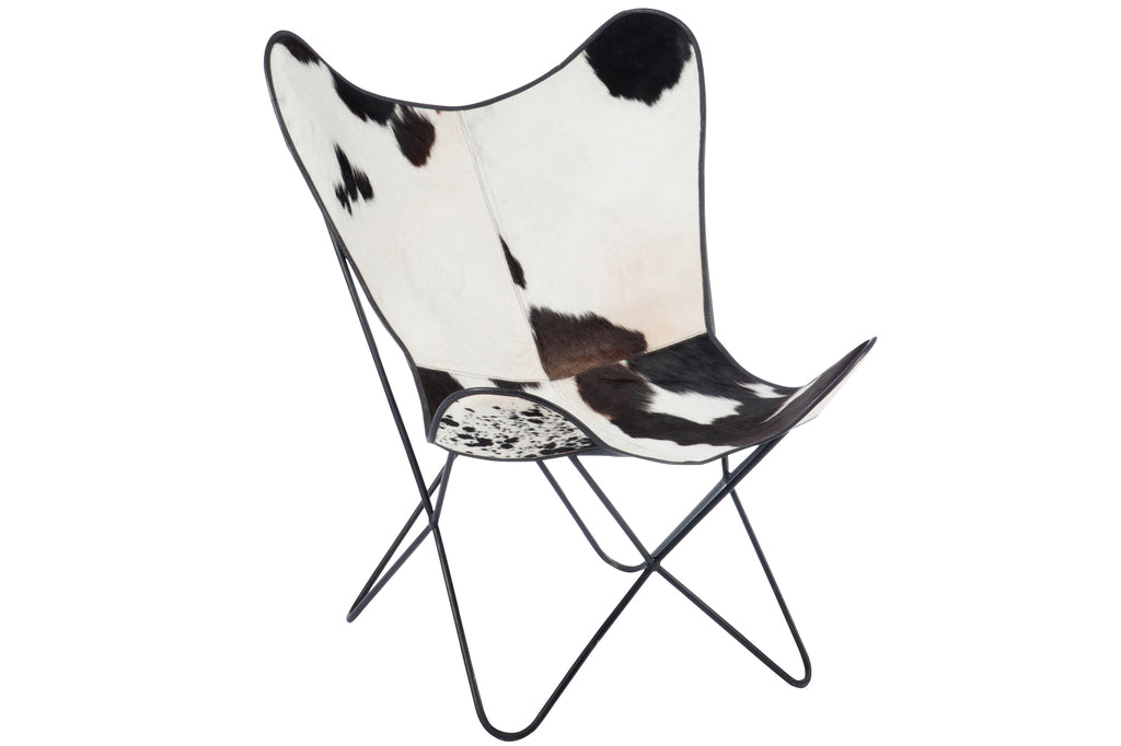 Lounge Chair Cowhide/Metal White/Black