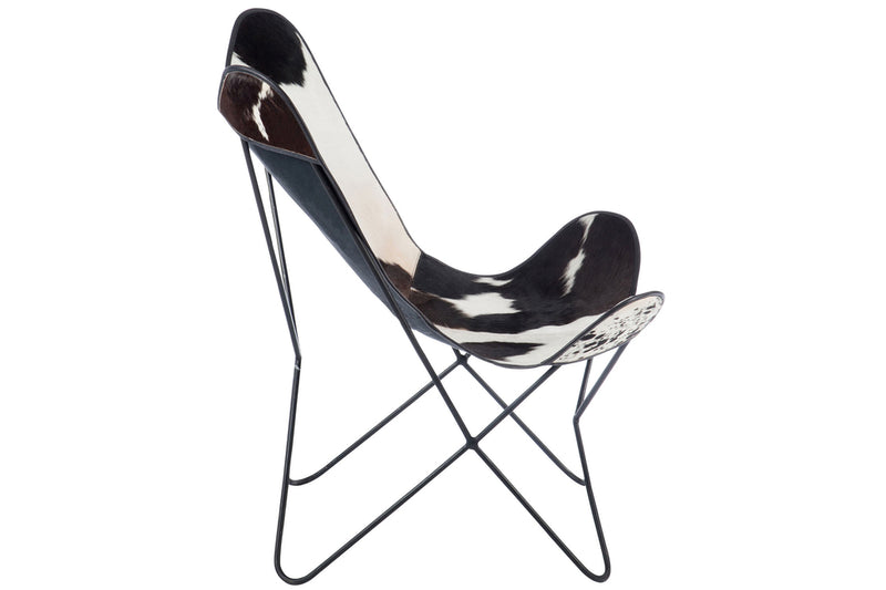 Lounge Chair Cowhide/Metal White/Black