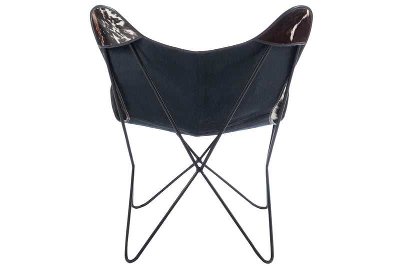 Lounge Chair Cowhide/Metal White/Black