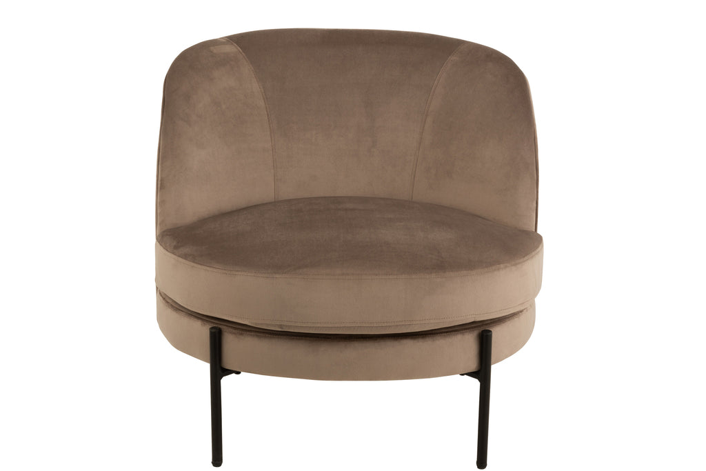 Lounge Chair Round Textile/Metal Brown