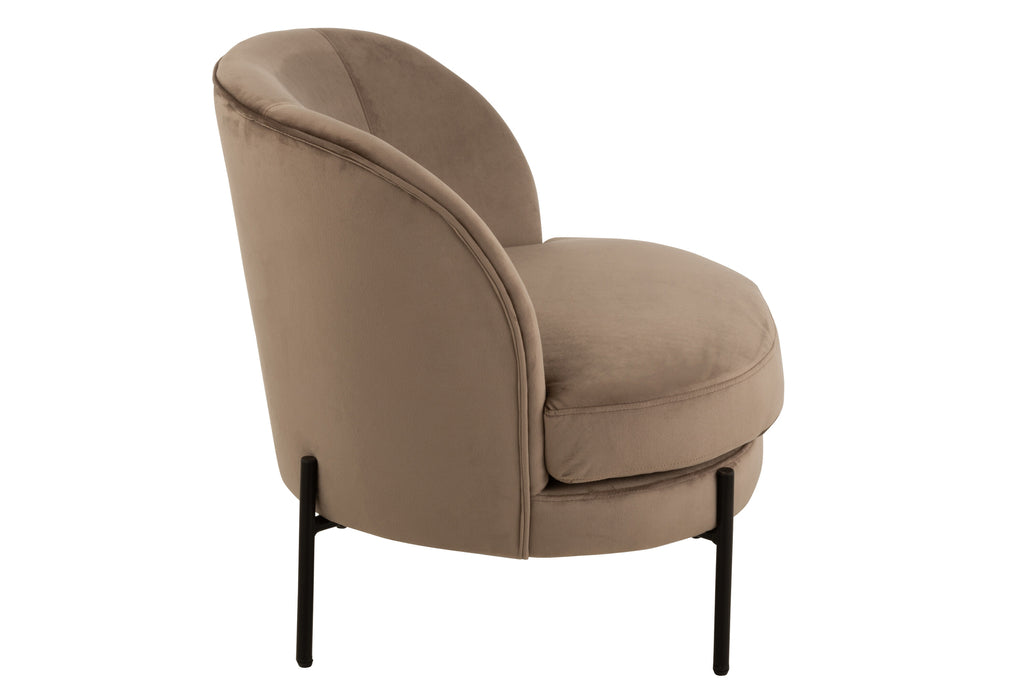 Lounge Chair Round Textile/Metal Brown