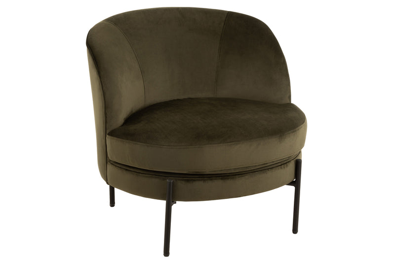 Lounge Chair Round Textile/Metal Green