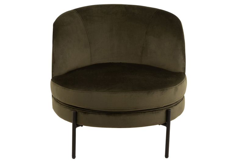 Lounge Chair Round Textile/Metal Green