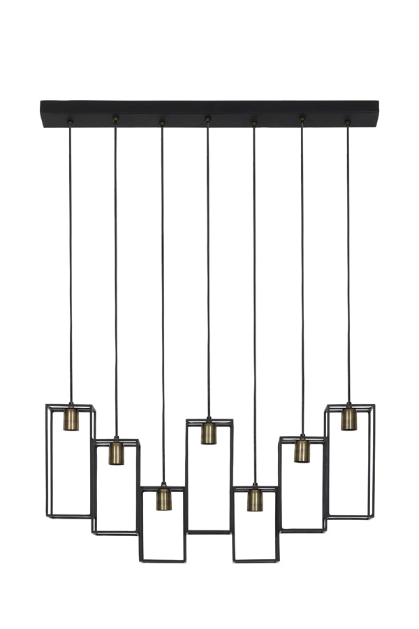 Hanging lamp 7L 84x15x57 cm MARLEY matt black-antiq bronze