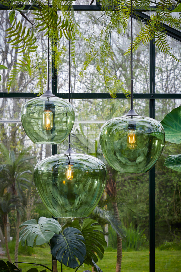 Hanging lamp 40x34 cm MAYSON glass green+matt black