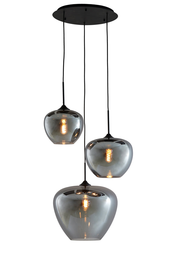 Hanging lamp 3L 40x160 cm MAYSON smoked glass+matt black