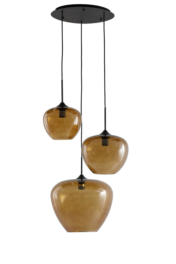 Hanging lamp 3L 40x160 cm MAYSON glass brown+matt black