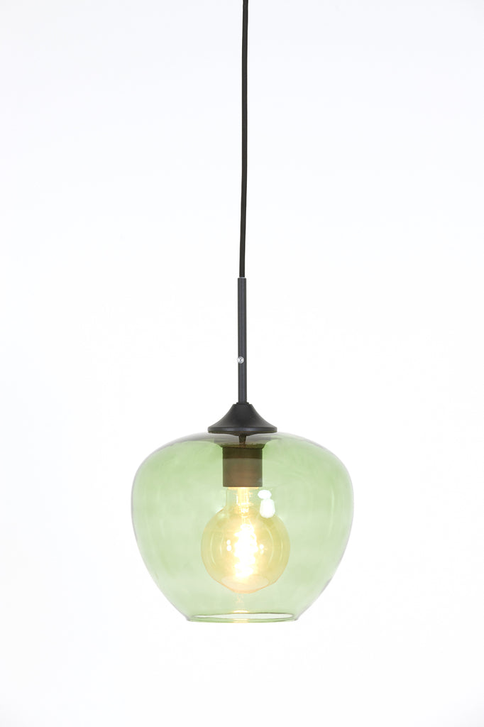 Hanging lamp 23x18 cm MAYSON glass green+matt black