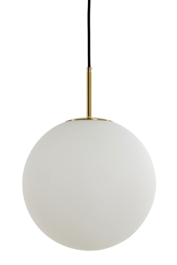 Hanging lamp 40 cm MEDINA antique bronze+glass matt white