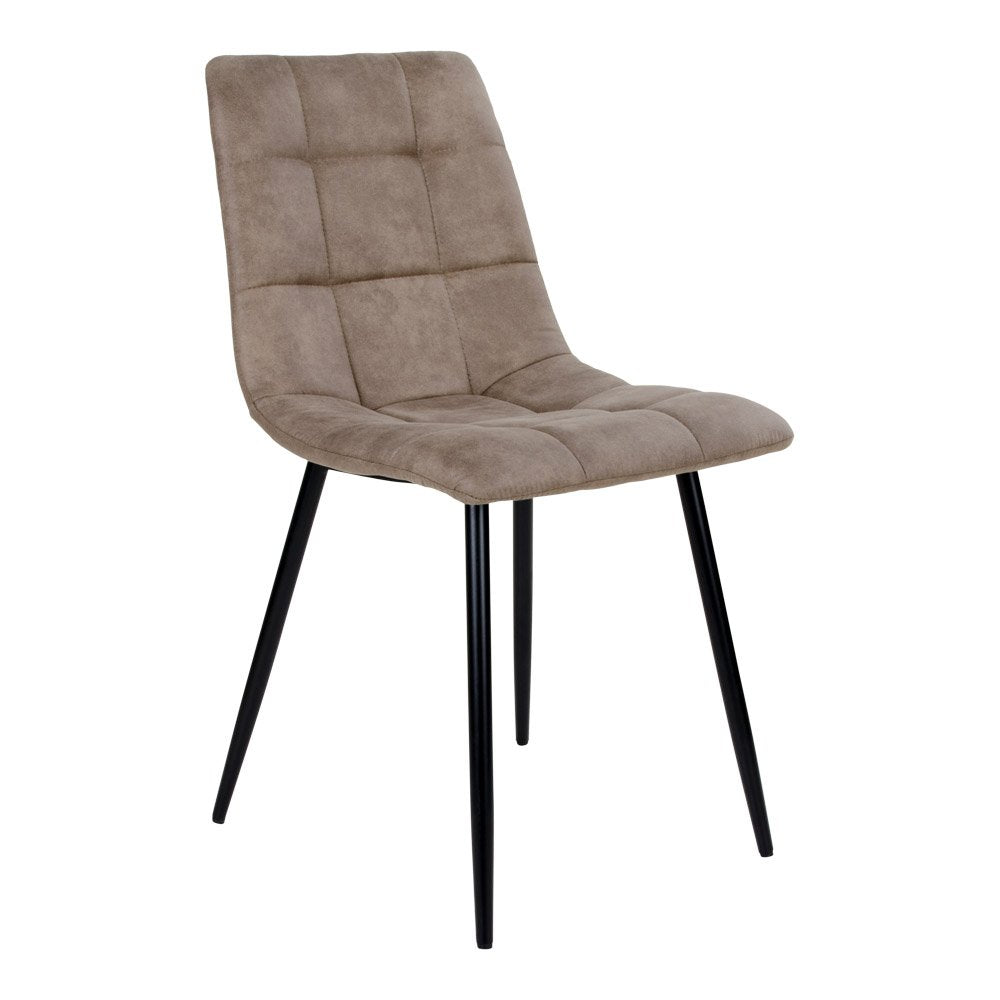 Middelfart Dining Chair - Chair in light brown microfiber with black legs - set of 2