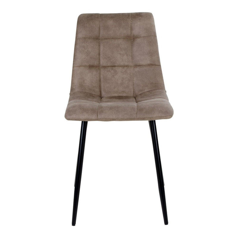 Middelfart Dining Chair - Chair in light brown microfiber with black legs - set of 2