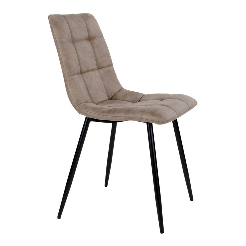 Middelfart Dining Chair - Chair in light brown microfiber with black legs - set of 2