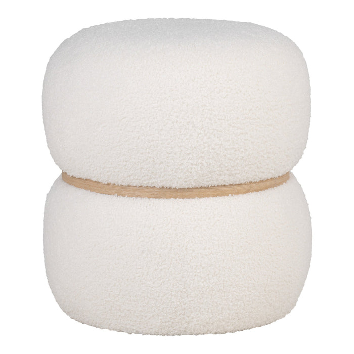 Milford Pouf - Pouf in bouclé, white, Ø38x41 cm