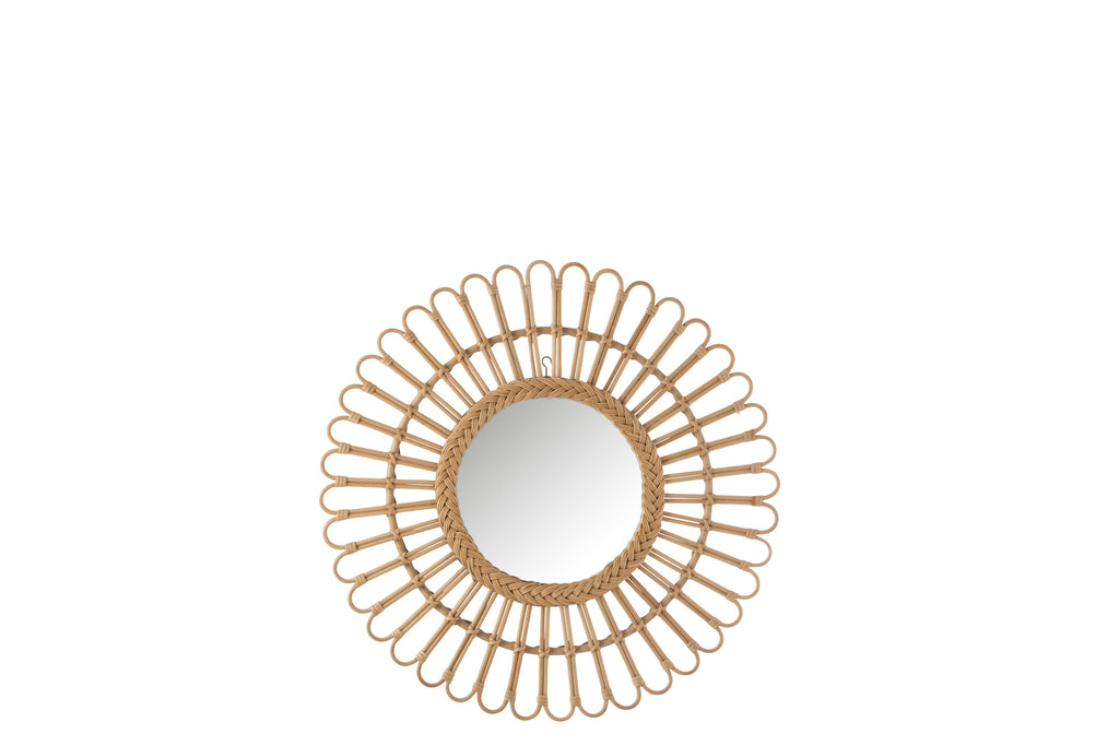 Mirror Ellen Round Rattan Natural Small