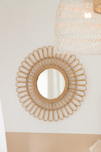 Mirror Ellen Round Rattan Natural Small