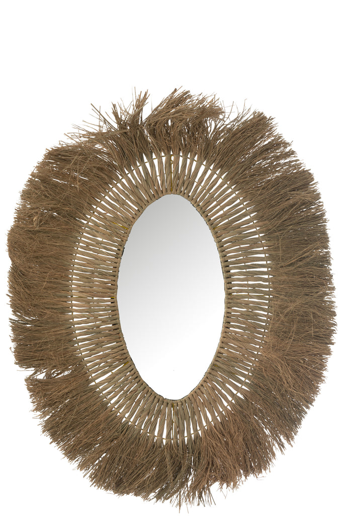 Mirror Oval Braided Grass Natural