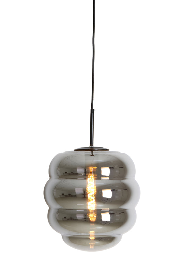 Hanging lamp 30x37 cm MISTY smoked glass+matt black