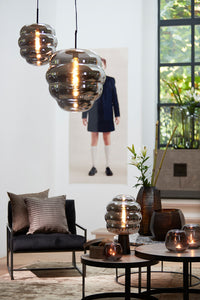 Hanging lamp 30x37 cm MISTY smoked glass+matt black