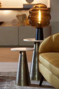 Table lamp 30x46 cm MISTY glass brown+matt black