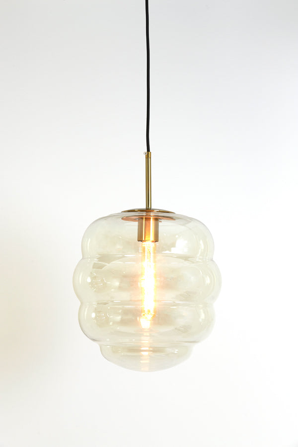 Hanging lamp 30x37 cm MISTY glass amber+gold