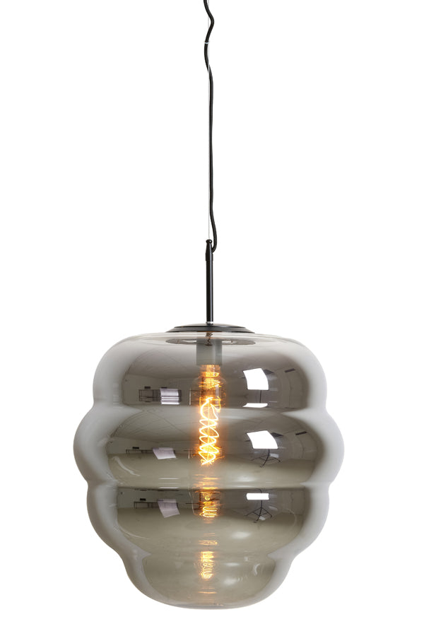 Hanging lamp 45x48 cm MISTY smoked glass+matt black