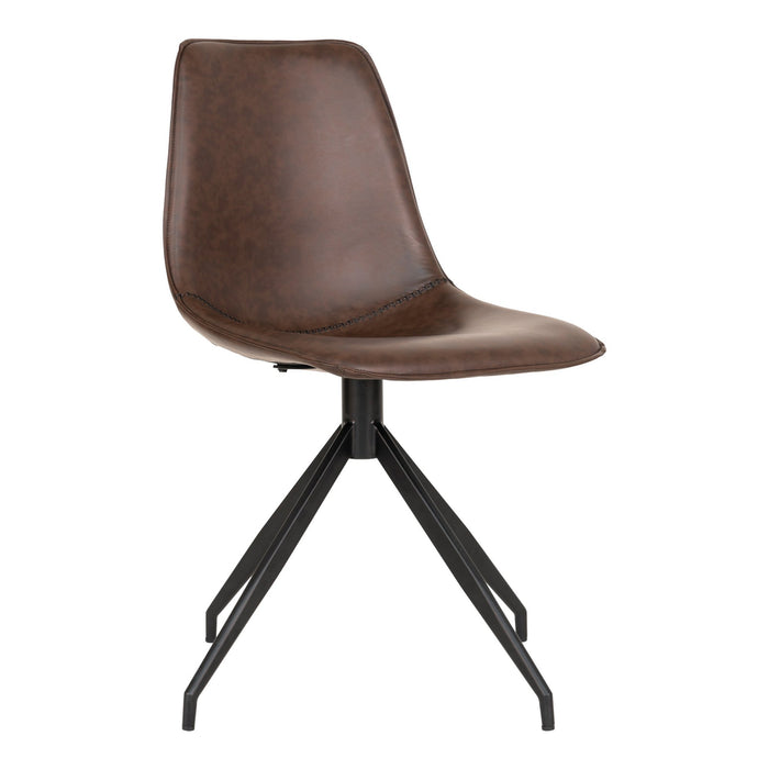 Monaco Dining Chair with Swivel - Chair with swivel in dark brown PU - set of 2