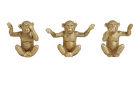 Ornament S/3 28,5x8x14 cm MONKEY gold