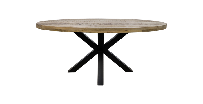 Ovale eettafel Portland - 180x100 cm - mangohout/ijzer