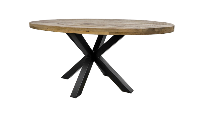 Ovale eettafel Portland - 180x100 cm - mangohout/ijzer