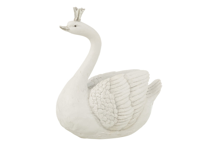 Piggy Bank Swan Poly White/Silver