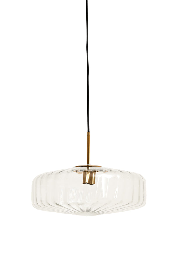 Hanging lamp 30x17 cm PLEAT glass clear+gold