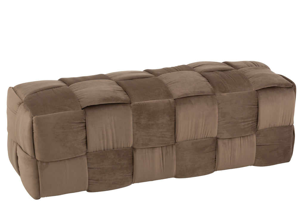 Pouf 3-Person Textile/Wood Brown