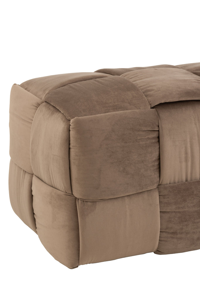 Pouf 3-Person Textile/Wood Brown