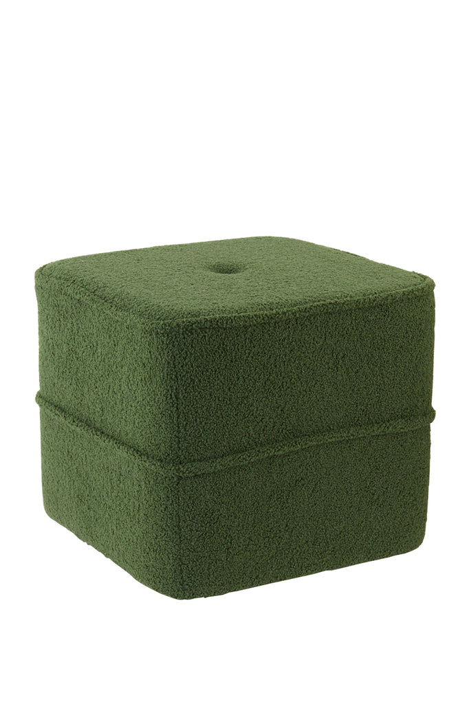 Pouf 40x40x35 cm KIKI teddy dark olive green