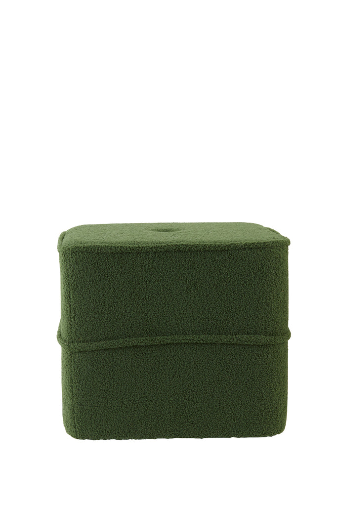 Pouf 40x40x35 cm KIKI teddy dark olive green