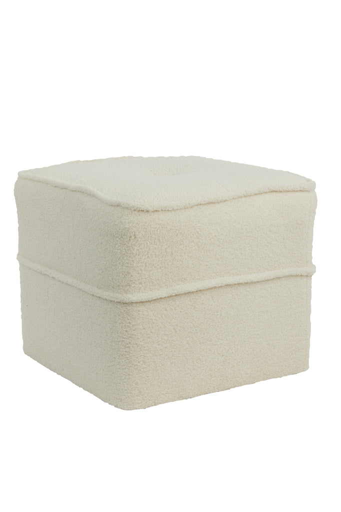 Pouf 40x40x35 cm KIKI teddy white