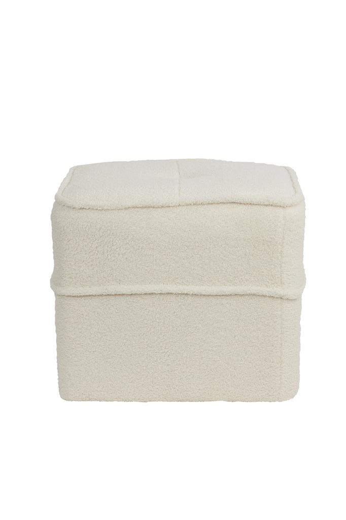 Pouf 40x40x35 cm KIKI teddy white